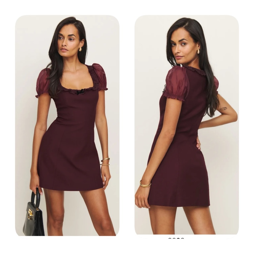 Reformation Kacey Musgrave Bunny Burgundy Puff Sleeve Dress $248 NWT 0